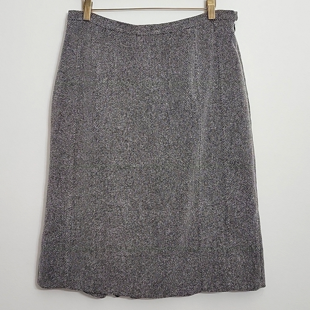 Le Suit Textured Salt & Pepper Tweed Pencil Skirt Gray Size 10
